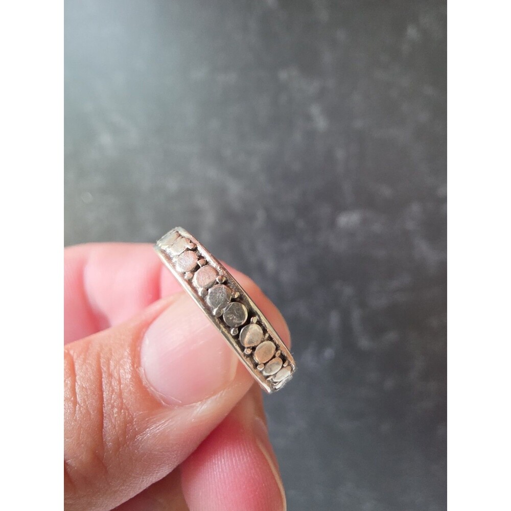 925 Sterling Silver Textured Band Ring Size US 8.5 Vintage